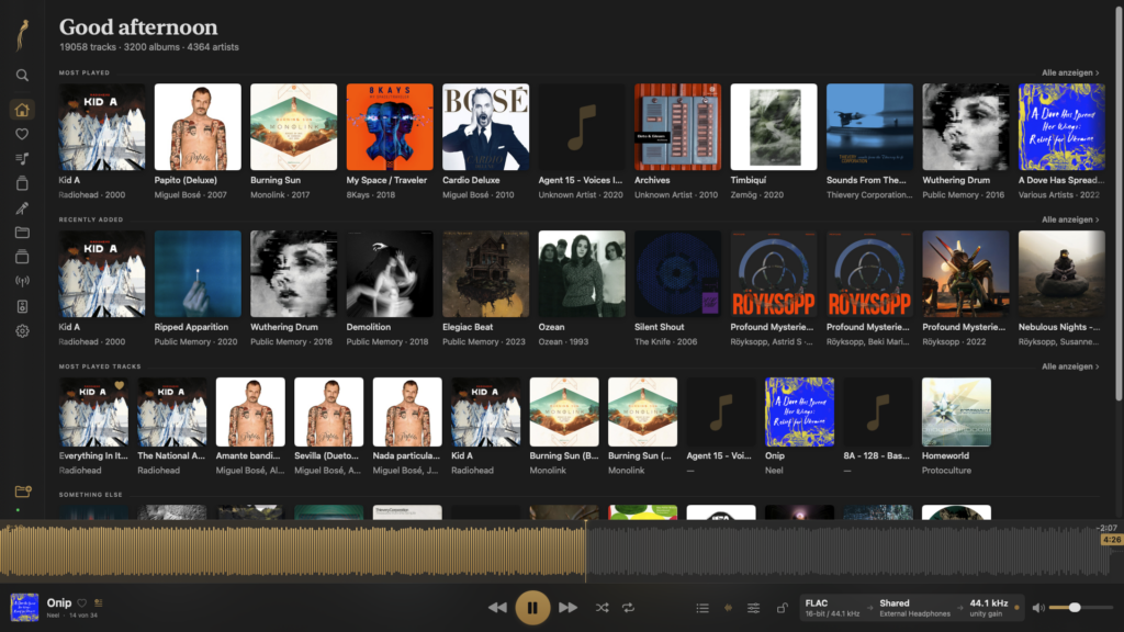 Quetzal Audio Player dark mode